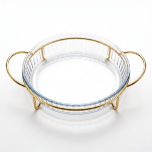 طاجن فرن مدور بحامل ذهبي 31.9cm