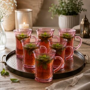 طقم مجات قهوه كيف,6 قطع,بينك,145مل , تركي