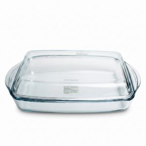 صينيه زجاج فرن مستطيل بلغطاء 2.75cm , تركي